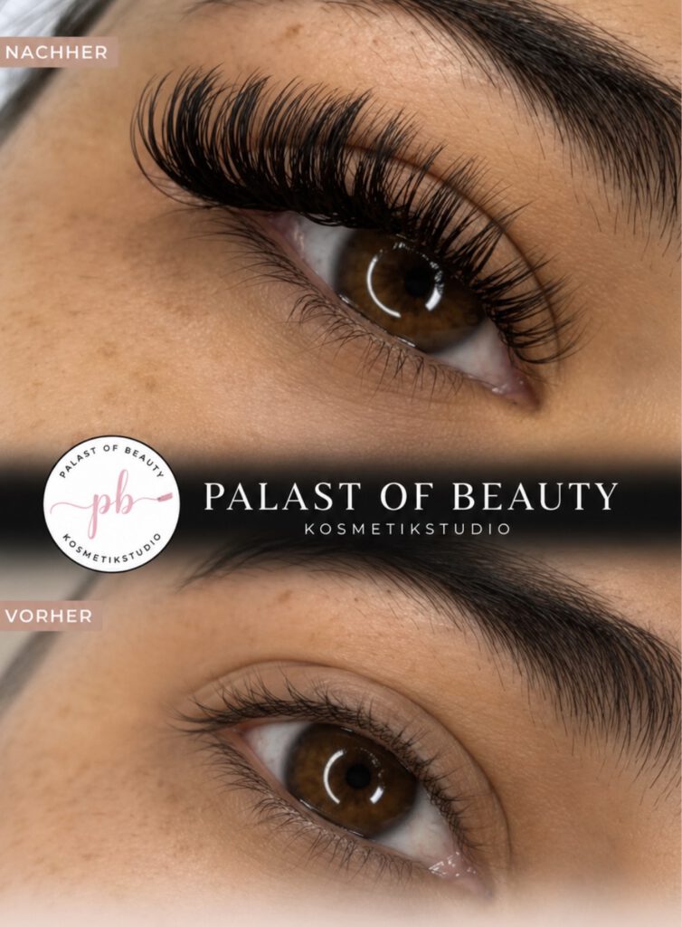 Wimpernverlängerung Vorher Nachher in Duisburg – professionelles Wimpernstudio Palast of Beauty